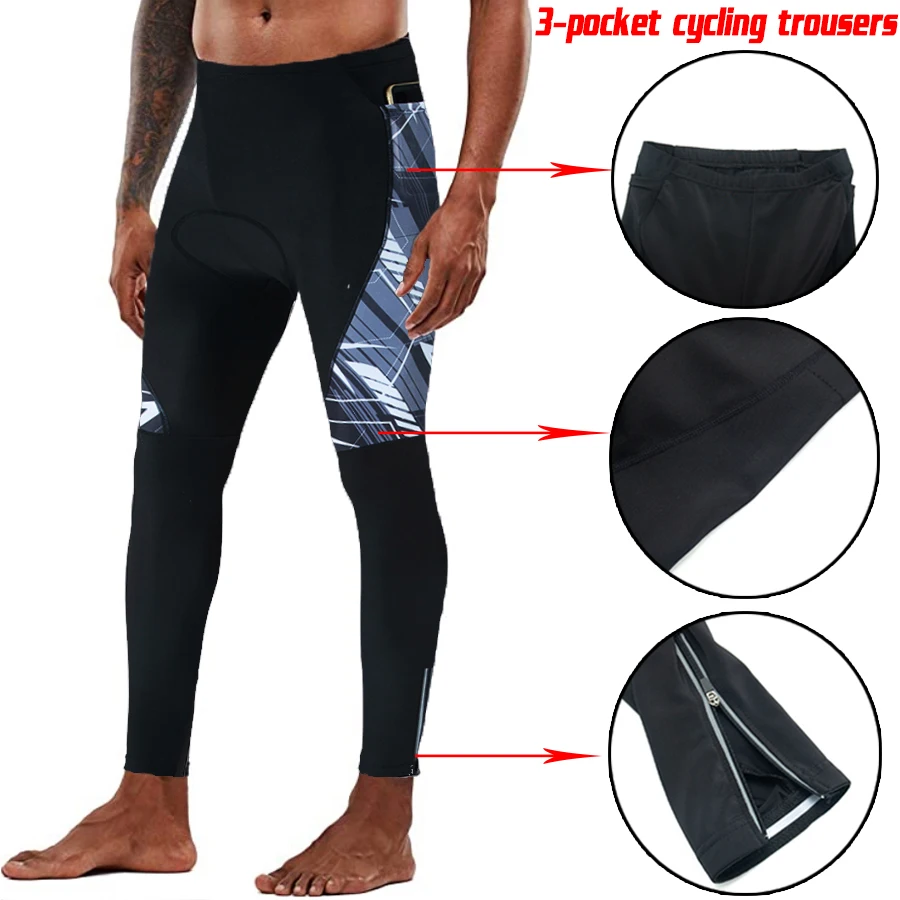 3 Pockets Men Cycling Pants Spring Autumn PRO Bike Long Cool Breathable Ride Trousers Quick Dry Road Tight MTB Tights Bike Wear