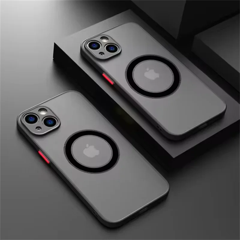 Matte Magnetic Wireless Charge Clear Case with MagSafe Compatibility