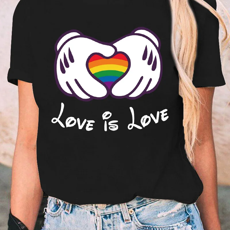 

Новинка 2022, стильная Радужная футболка с рисунком Love is Love, футболка с рисунком лесбийской гордости, женская футболка, Топ в стиле Харадзюку, женская футболка, оптовая продажа