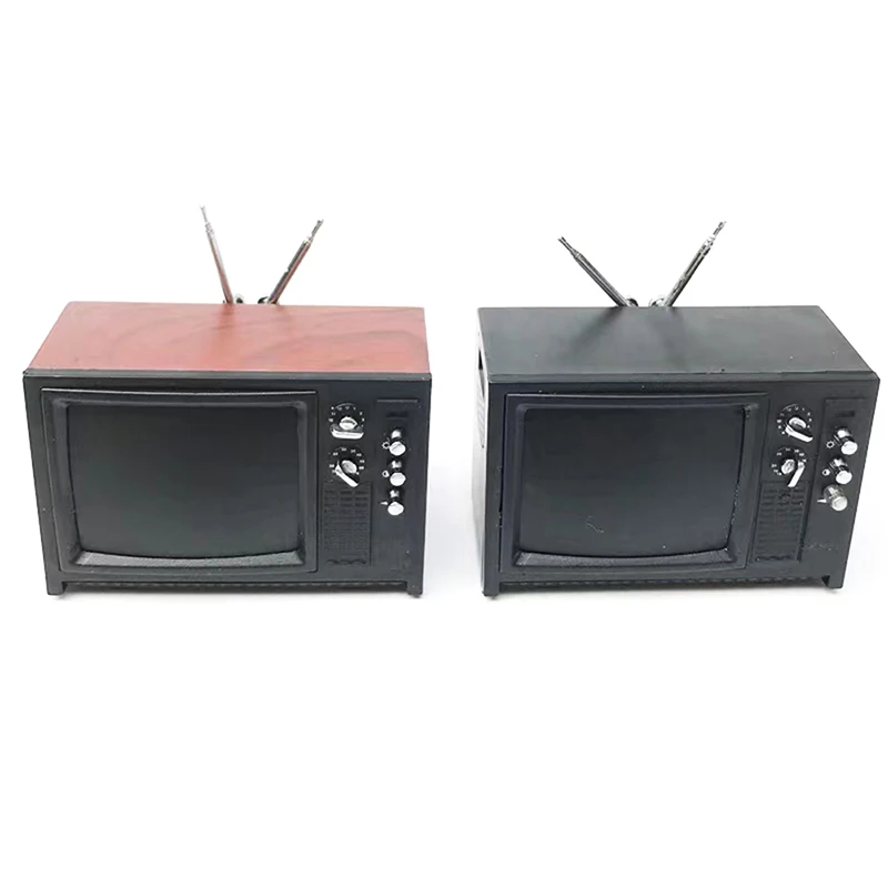 새로운 인기 인형의 집 1Pc 1:12 인형의 집 미니어처 텔레비전 빈티지 TV 그림이 있는 집 가구 모델 장식 장난감