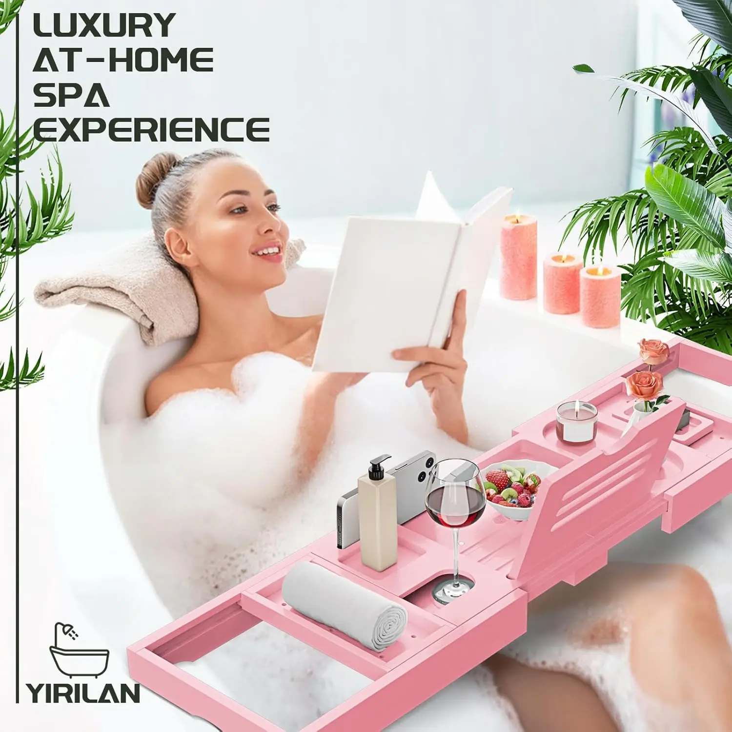 Premium Bathtub Tray Caddy-Expandable Bath Tray-Unique House Warming Gifts, New Home, Anniversary & Wedding Gifts for Couple