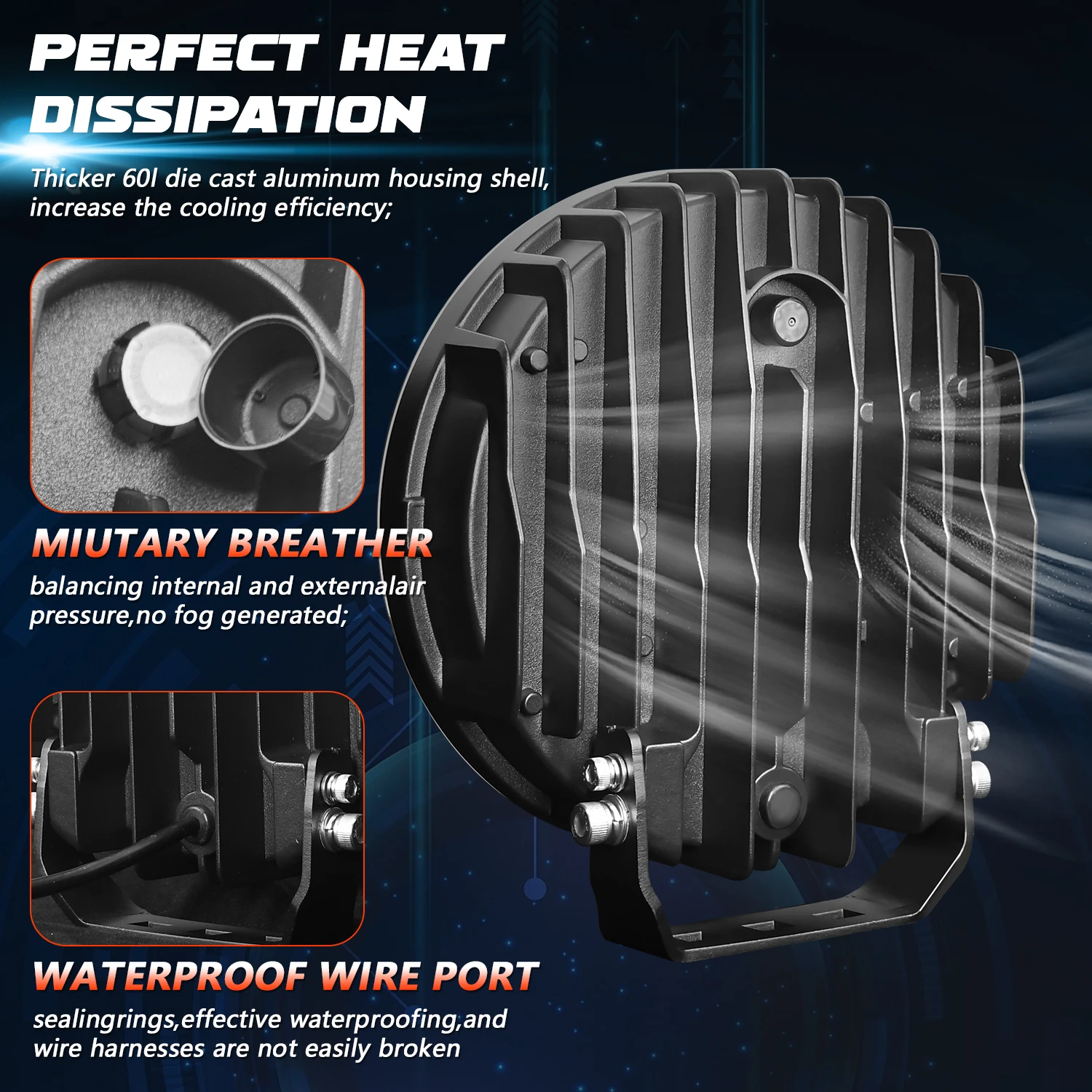 9Inch Work Headlight Bar Vehicle Len Demon Eye Light 6000K Spot Combo Barra LED