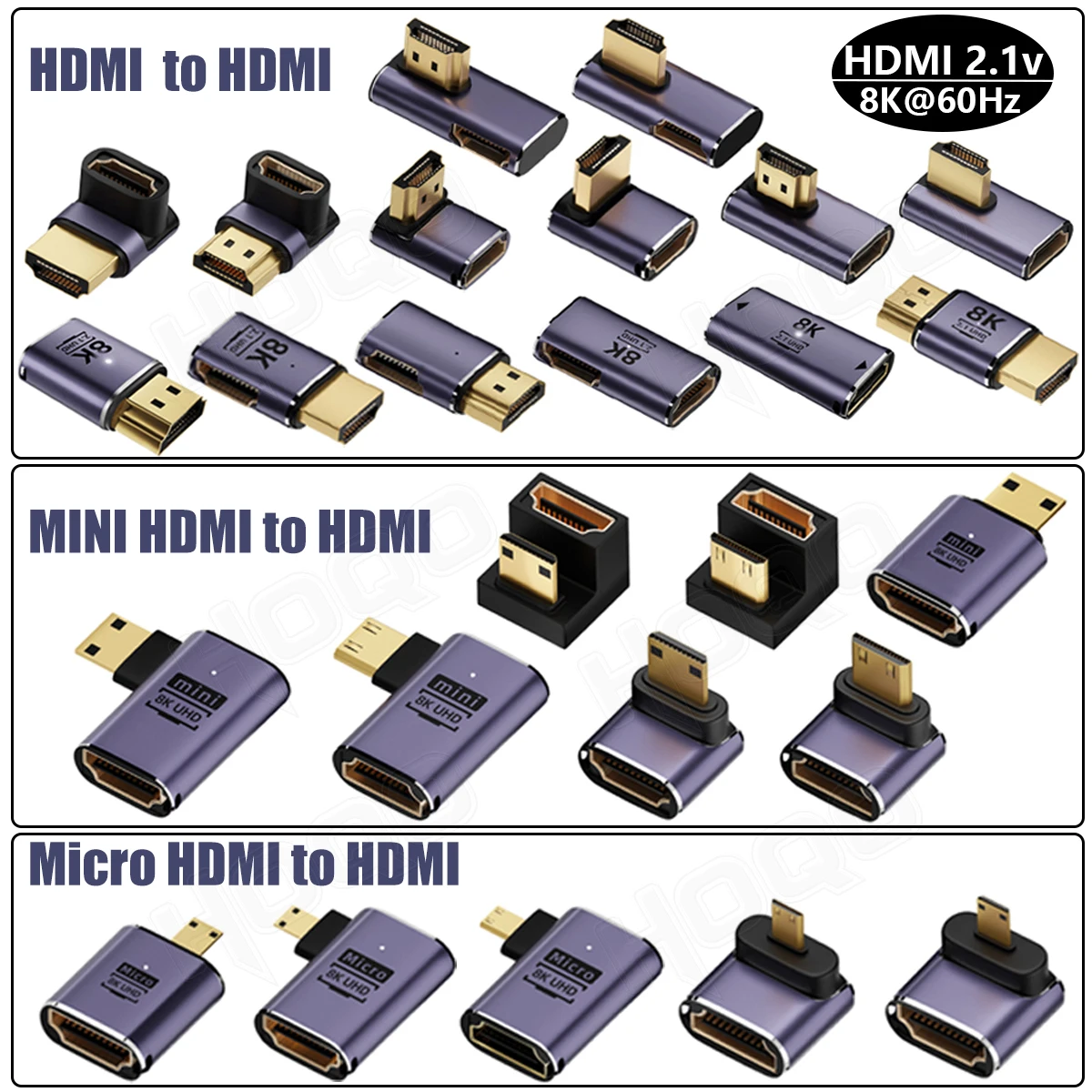 

Hdmi 90 Degree Adapter 8k 4k 270 degrees Hdmi Adapter Male to Male/Female to Female Down right Left Angle Keystone Small Digital