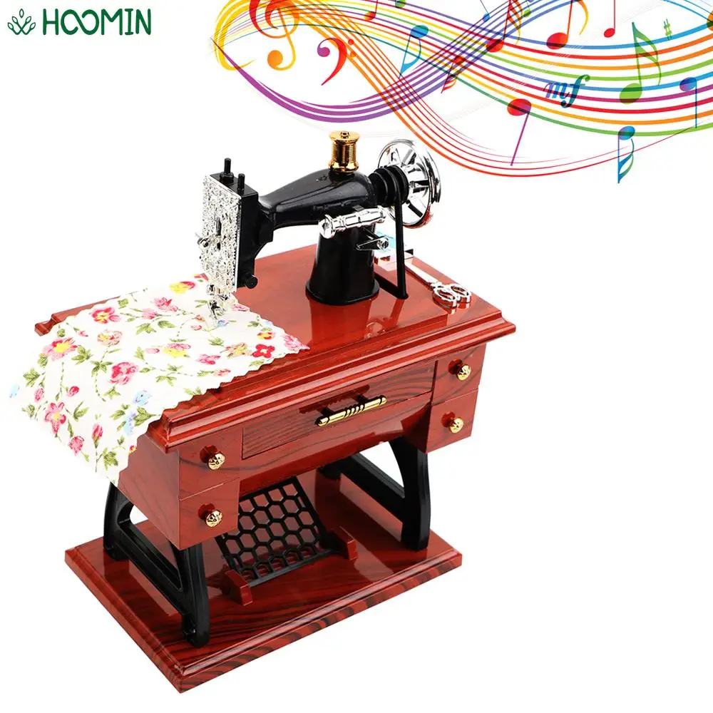 Mini Macchina Da Cucire Stile Carillon Manovella Vintage Scatole Di Musica Di Plastica Natale Nuovo Anno Regalo Regali Di Compleanno Arredamento Per L
