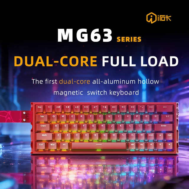 IROK MG63 Dual-MCU 63kyes Magnetic Switch Gaming Mechanical Keyboard RT0.001mm Quick Trigger Hot Swap/SOCD/Wried/water proof 1