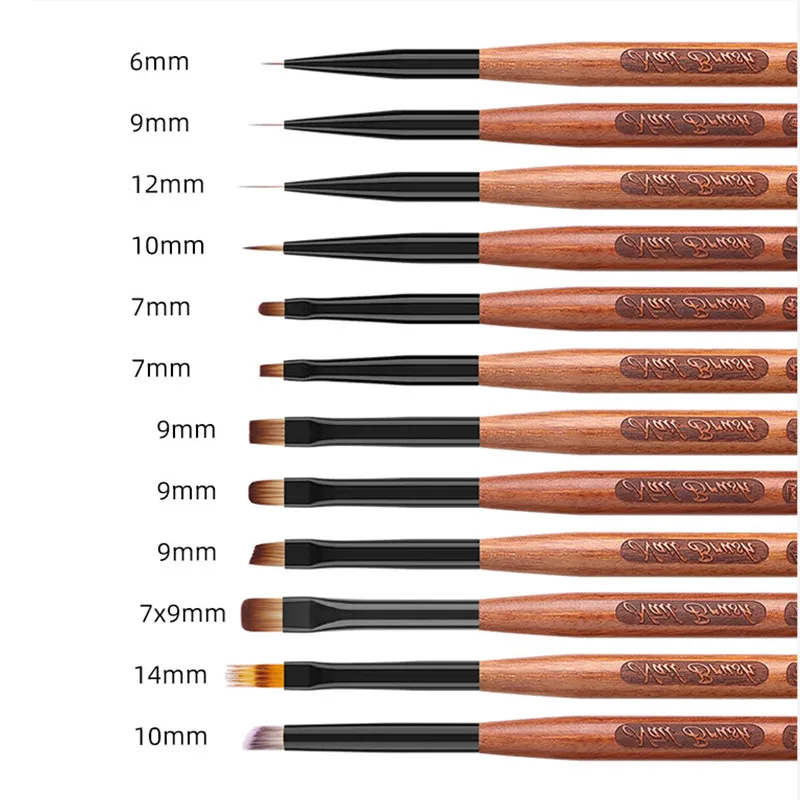 12Style Nail Art Brushes Set Nail Liner Brush Nail Painting Pen Acrylic UV Gel Brushes Crystal Ombre Manicure Tool N