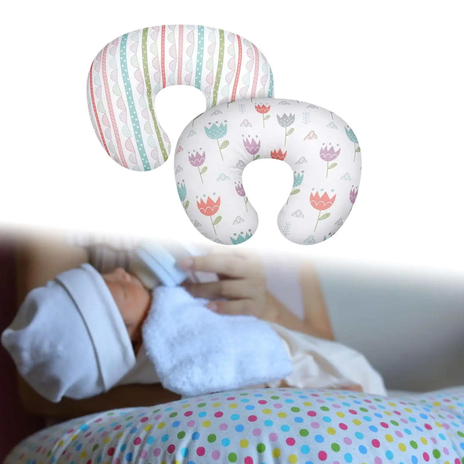 2x Infant Pillow Cover Sleeping Pillow Cover for Nursing Gift Bottle Feeding