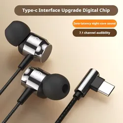 USB Type C Wired In - Ear Stereo Headphones with Mic and Control (Type C Black Headset)