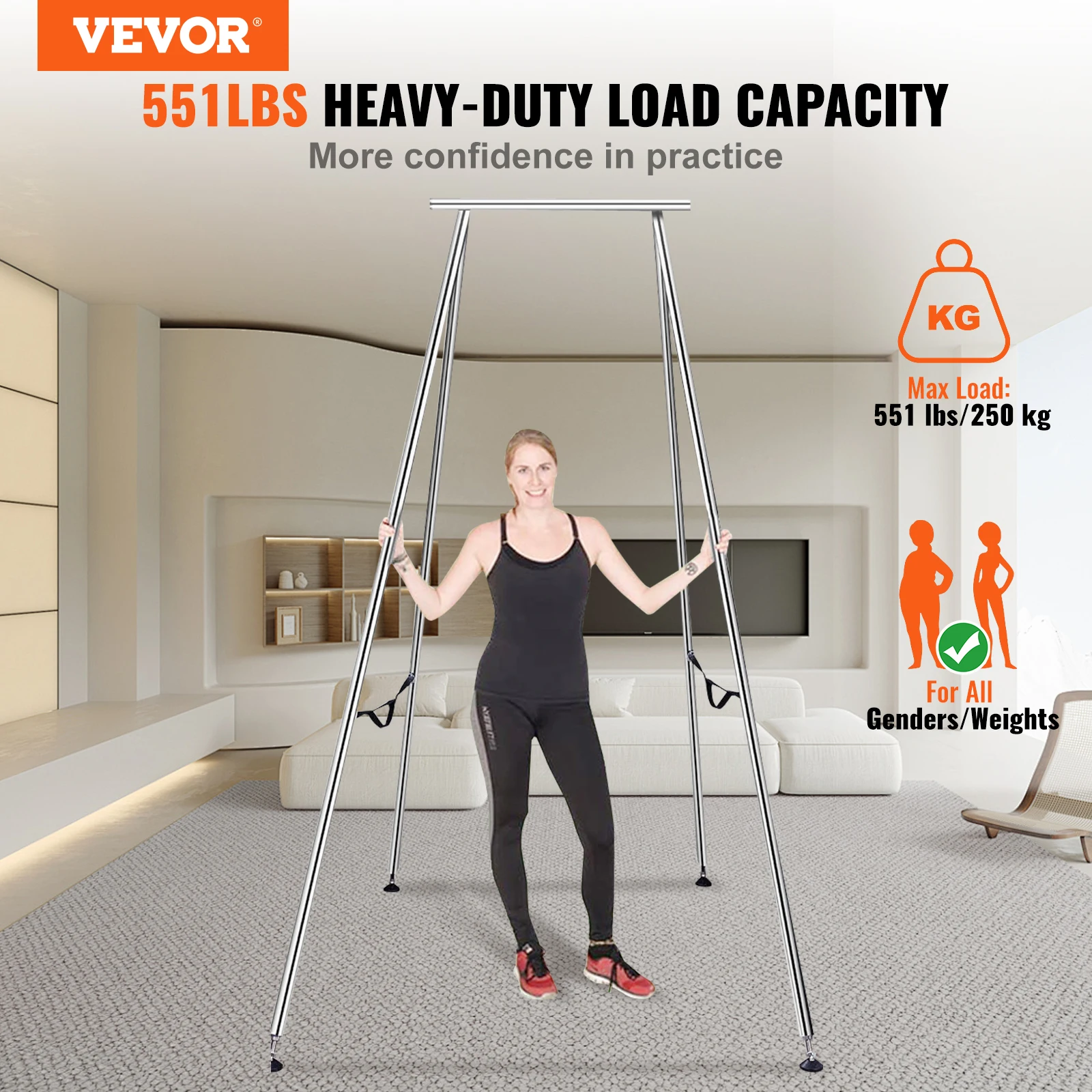 Aerial Yoga Frame 9.67 ft VEVOR Max 551.15 lbs Load Chrome-Plated Steel Pipe Inversion Yoga Swing Stand aerial yoga hammock
