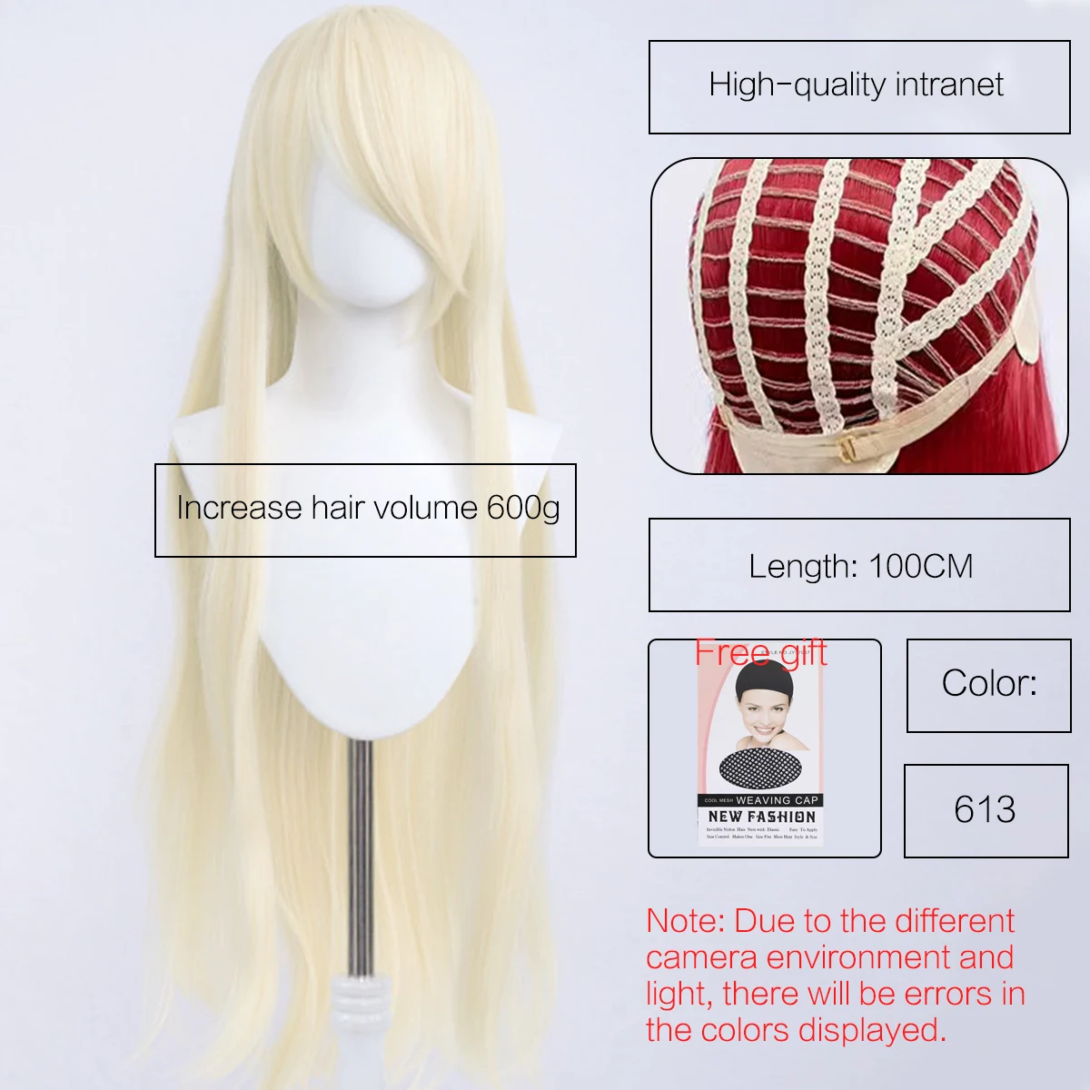 Synthetic Cute Cosplay Wig 40-inch Oblique Bangs Anime Costume Long Straight Lolita Wig Party Wig