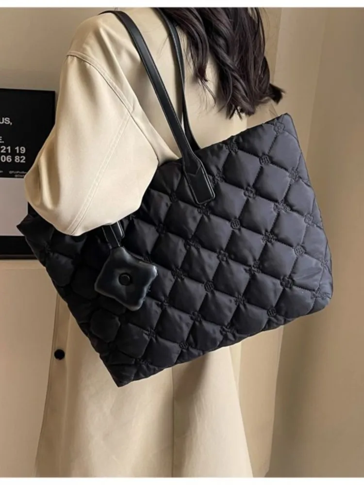 JIAERDI Black Large Capacity Tote Bag Women Vintage Puffy Soft Casual Shoulder Bags Purse Ladies Handbag Designer Luxury Bag