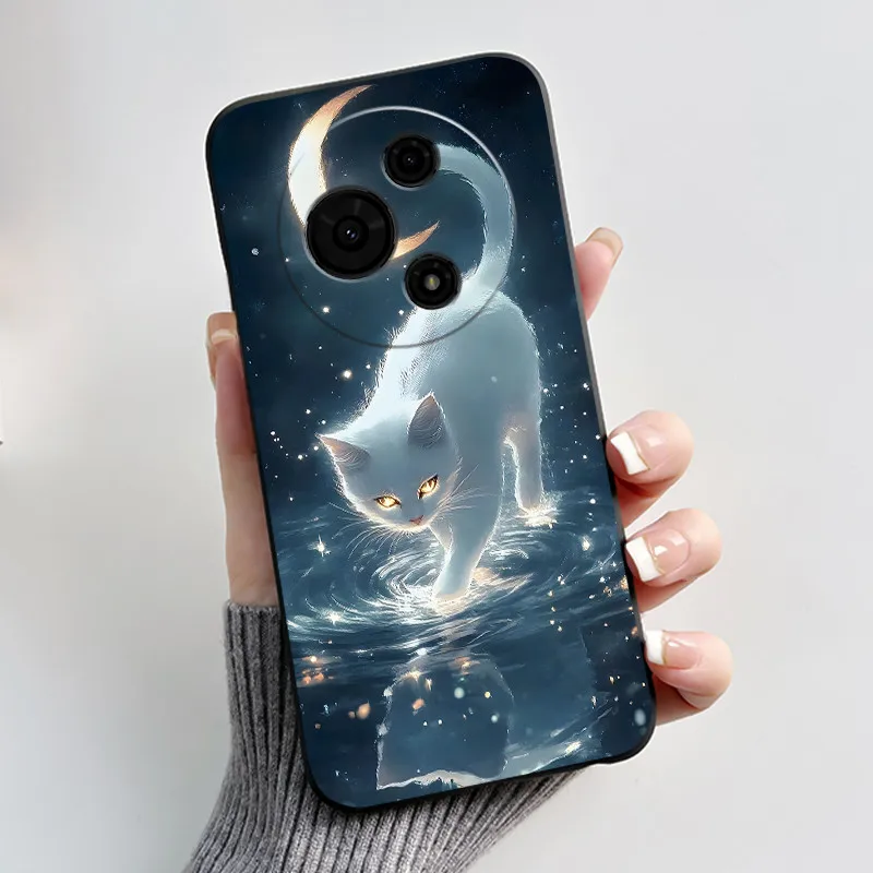 Aesthetic Cute Cat Astronaut Black Silicone Protective Phone Case Cover