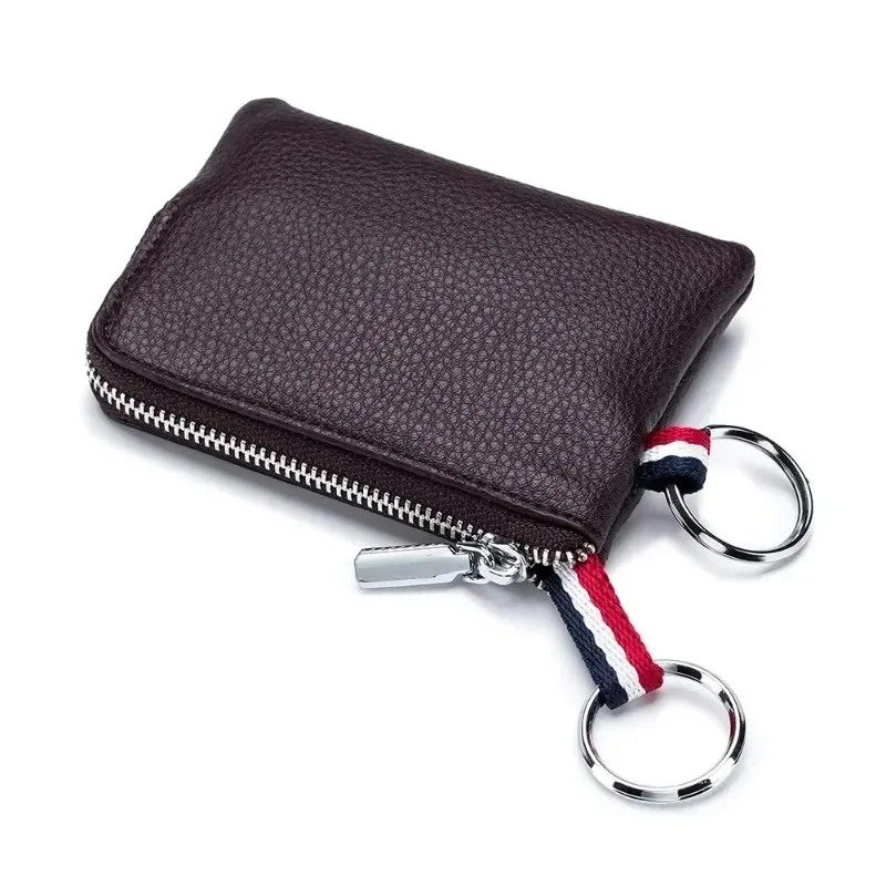Luxury Genuine Leather Coin Purse Mini Ultra-thin Small Zipper Wallet Soft Cowhide Leather Driver's License Key Bag Card Holder