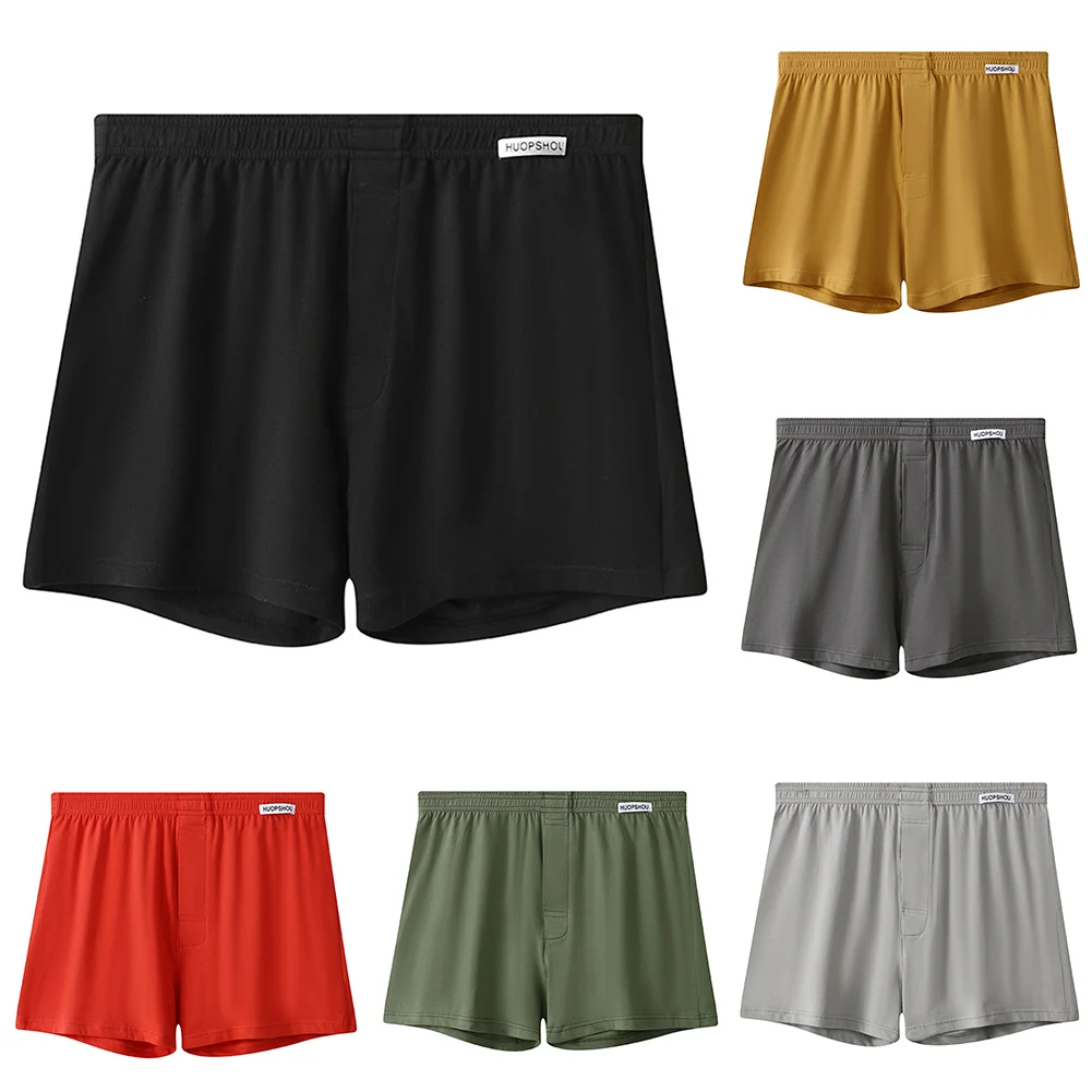 Men Boxer Underwear Cotton Soft Underpants Seamless Large Size Briefs Pouch Shorts Trunks Casual Elasticity Loose Sleepwear