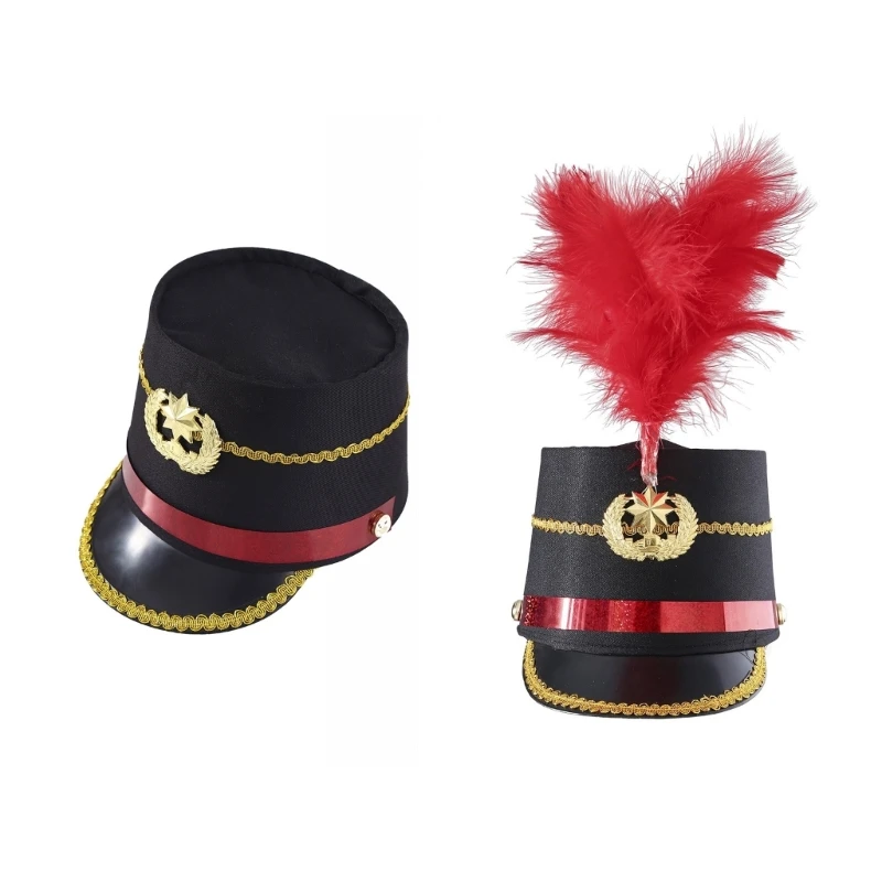 

Vintage Drum Majors Hat Halloween Adult Soldier Vintage Hat Party Honor Guard Hat Show Style Top Adult Cosplay Party DropShip