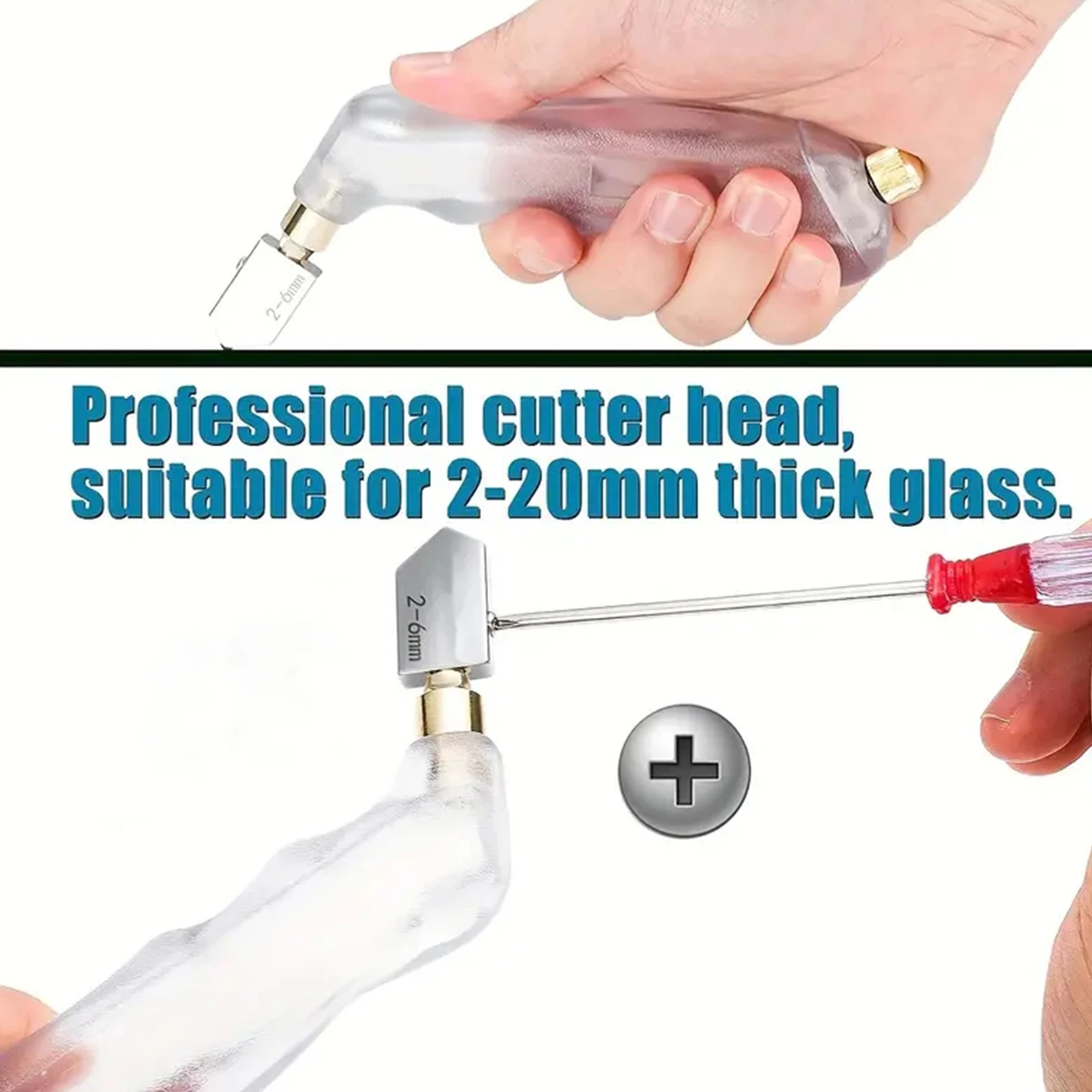 Glass Cutter Pistol Grip(2mm-20mm),Ergonomic Grip Tungsten Carbide Glass Cutting Tools ,Oil Reservoir,Perfect for Glass Cuttin 3
