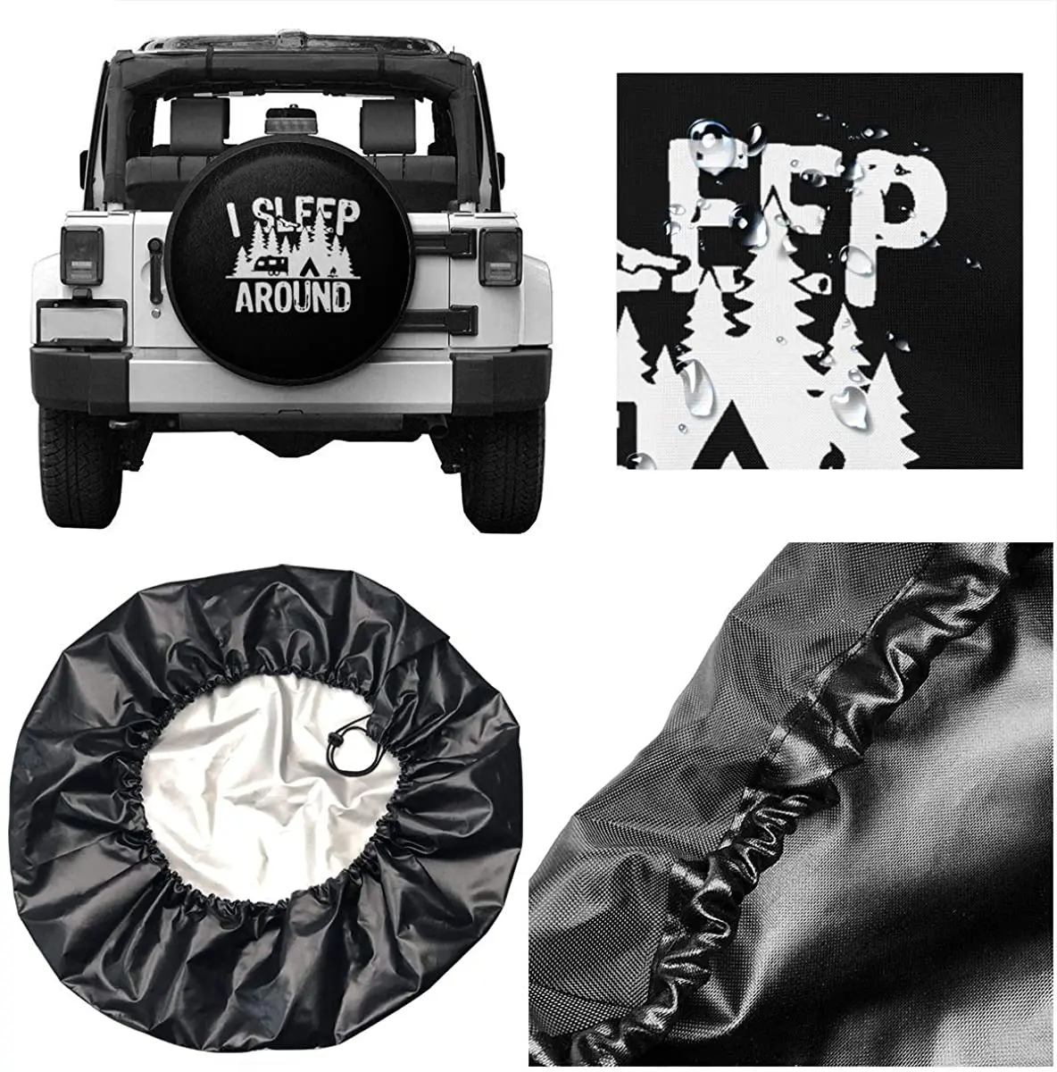 Black Jeep Of The Family Tire Cover MSGUIDE Penutup Ban Cadangan I Sleeping Around Tahan Air Pelindung Matahari Tahan Debu Penutup Roda Universal Cocok untuk Jeep,Trailer, Rv, SU| | - AliExpress