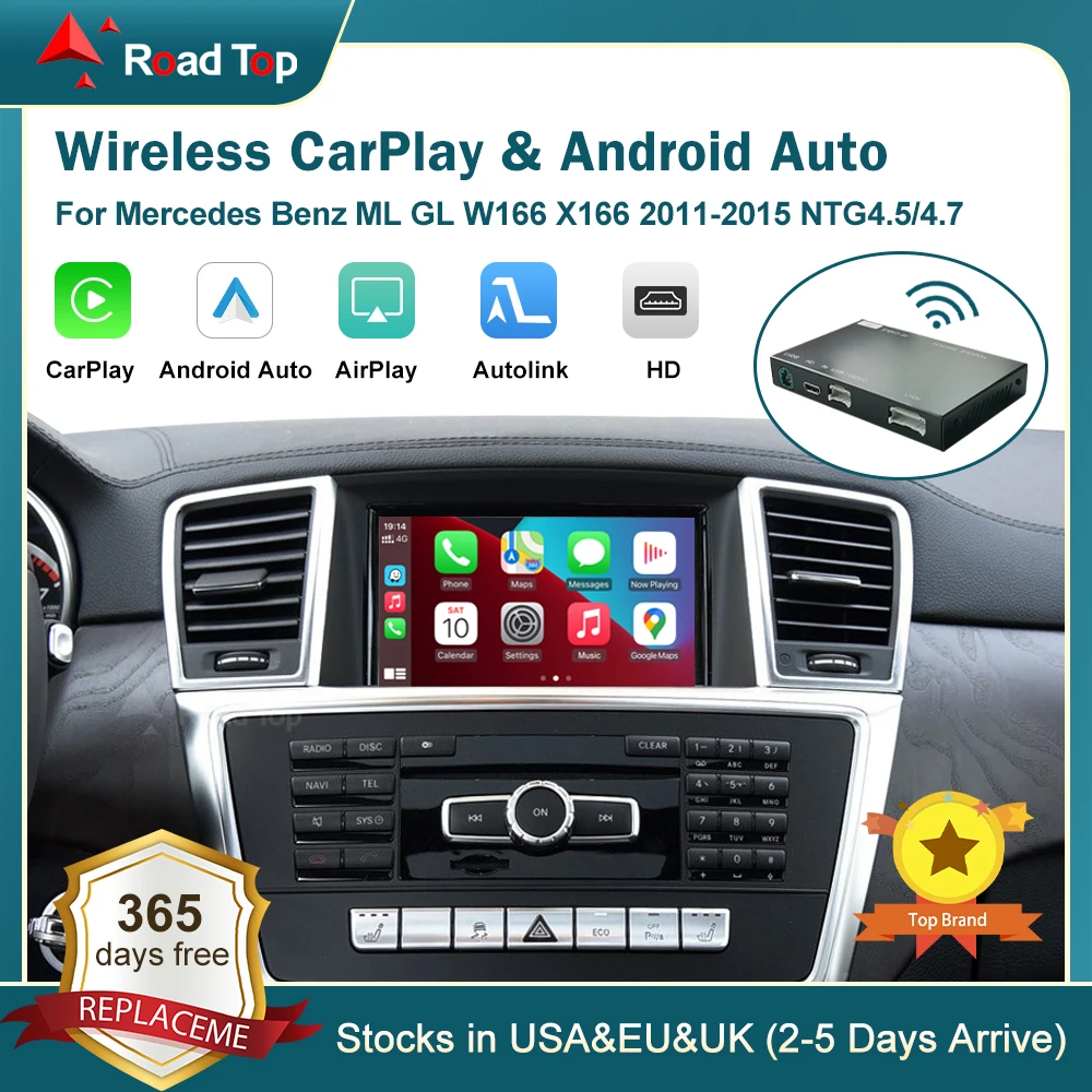 Wireless CarPlay for Mercedes Benz ML GL W166 X166 2012-2015, with Android Auto Mirror Link AirPlay Car Play Functions