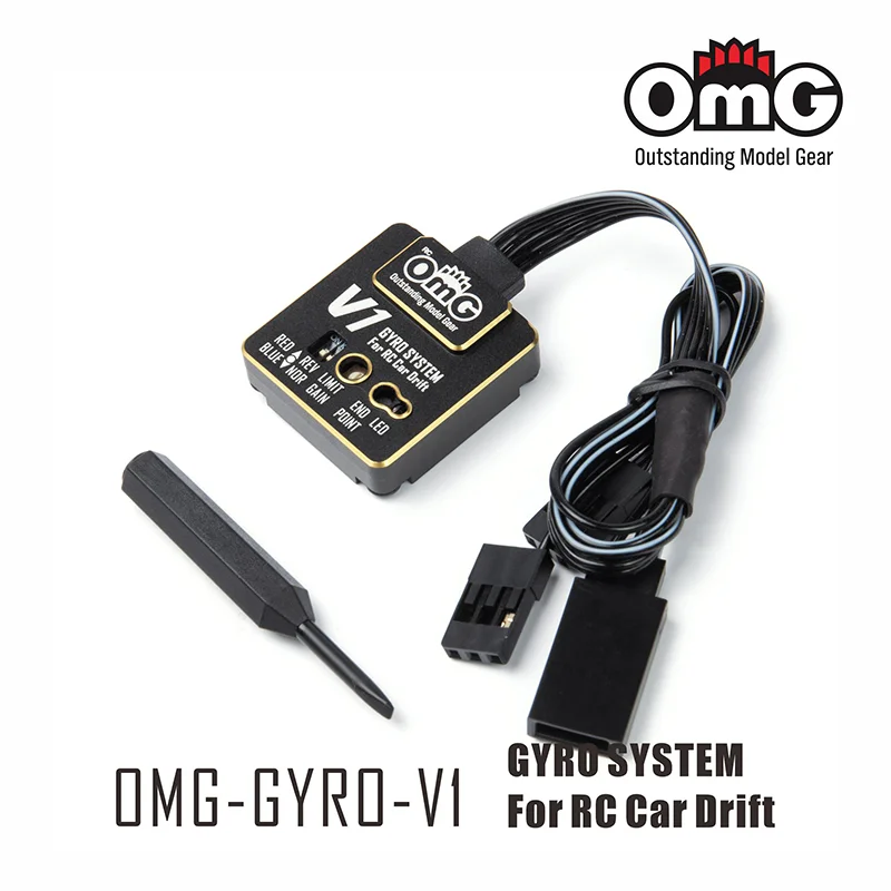 Gyroscope double système OMG-GYRO-V1 pour voiture RC, poids de 12g, design compact.