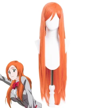 Parrucca Sintetica per Cosplay Anime Bleach Inoue Orihime, Accessorio per Capelli Super Lungo Arancione, Parrucche da Fumetto