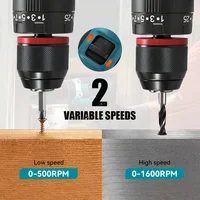YOFIDRA 3IN1 perceuse à percussion électrique 25 + 3 couple perceuse à percussion sans fil portable outil électrique pour le travail du bois pour Makita 21V broche de batterie 4