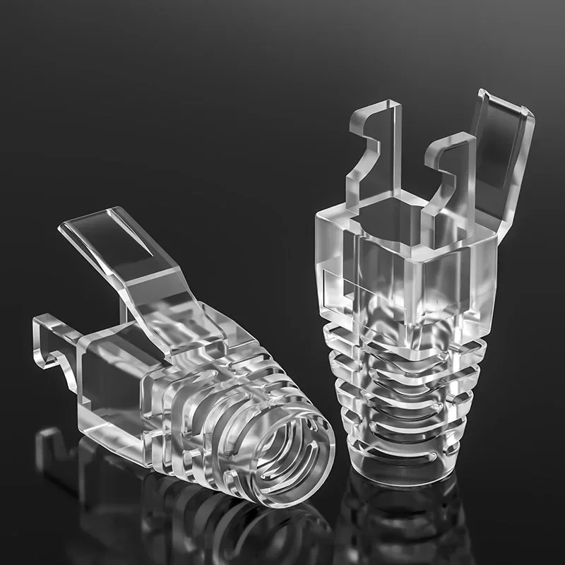 1-100Pcs 투명 RJ45 이더넷 케이블 커넥터 커버 표준 CAT6 CAT5 LAN 코드 부트 슬리브 용 스트레인 릴리프 부츠 커버