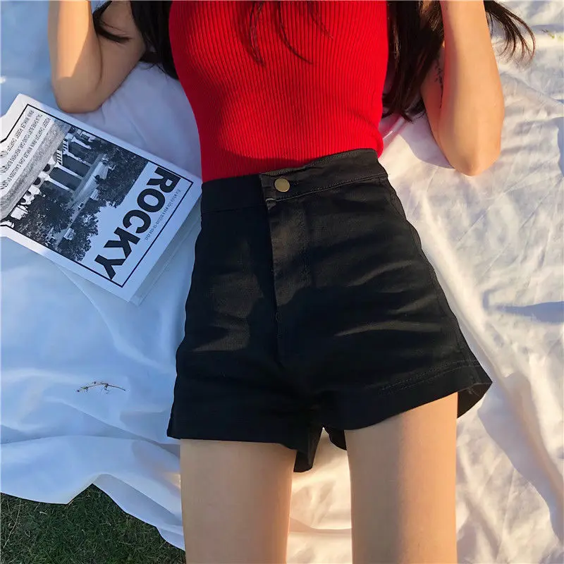 Short Pants for Women To Wear High Waist Womens Shorts Beach Home Wide Jeans Denim Aesthetic Offer Free Shipping Elegant Classic