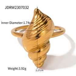 Elegant Geometric Stainless Steel Ring in 18K Gold Finish - Minimalist Waterproof Statement Jewelry (JDRW2307032)
