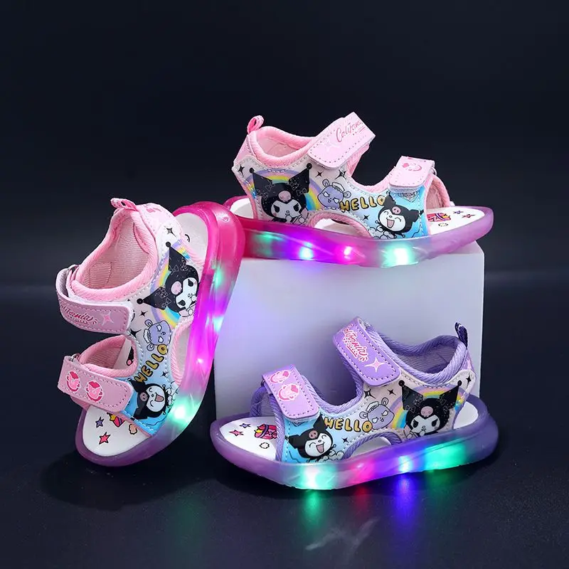 

Summer Kuromi Anime Kawaii Sanrio Casual Sandals Cute Cartoon Children Soft Breathable Shoes Slippers Lovely Gifts for Kids