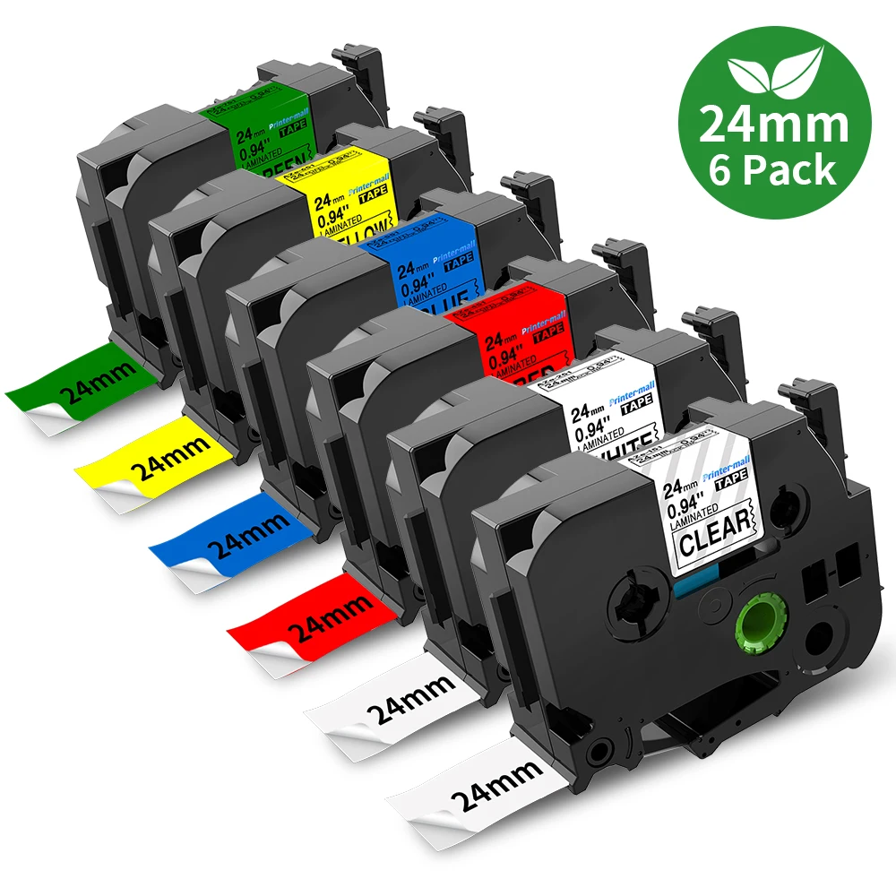 

1-100PK Tz 24mm Label Tape Laminated Compatible Brother TZe-651 TZe-251 TZe151-751 Tze 1 inch Tape for P-Touch D600 P710BT P700