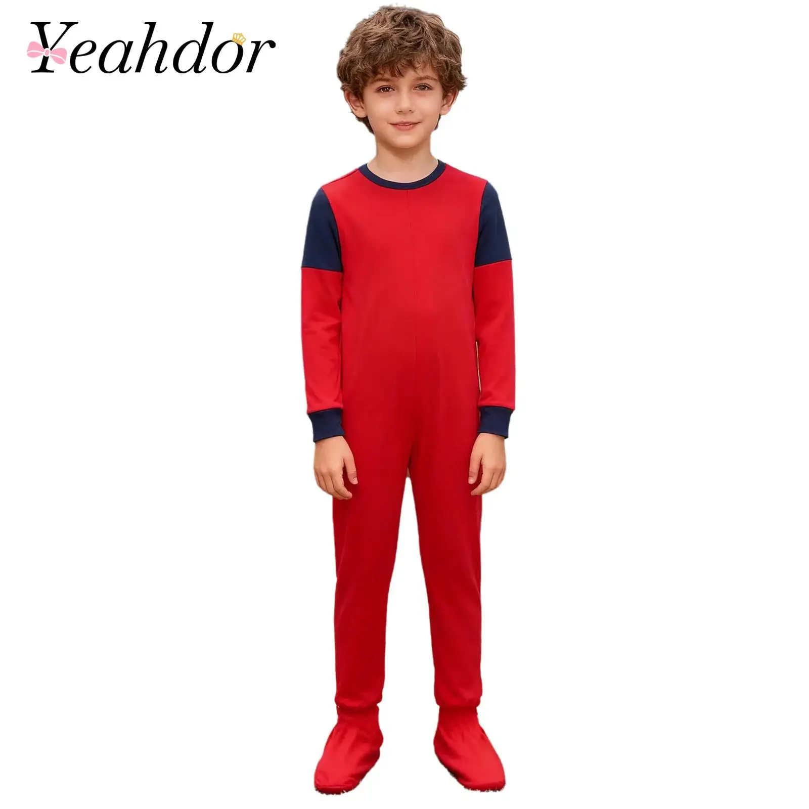 Teenager Jumpsuit Special Needs Adaptive Clothing Kids Boys Girls Footed Jumpsuit Child Long Sleeve Romper Zipper Full Body Suit 1