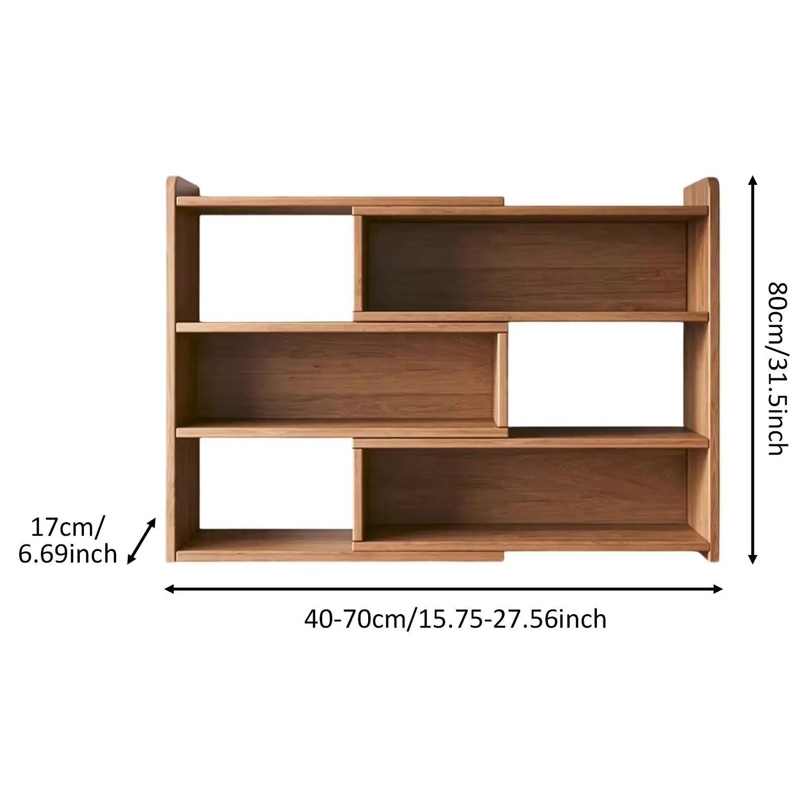 Modern Wooden Furniture Bookcase Rotating Storage Rack Retractable and Extendable with Backboard for Bedroom Study Room Students