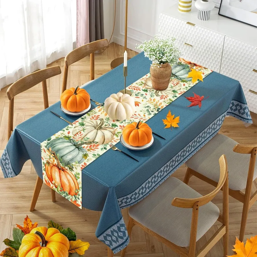 Pumpkin Eucalyptus Fall Table Runner 4