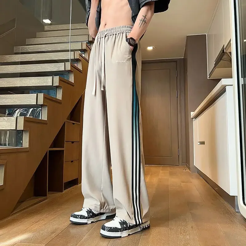 thumbnail image 1 of Pantalones casuales para hombre, tendencia, pantalones largos de poliéster rectos para hombre, estilo coreano, tallas grandes, ropa de calle elegante y moderna, moda 2024, 1 of 5