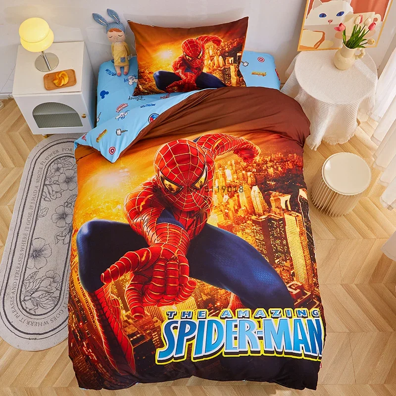 Diseny New Cartoon Spiderman Bedding Set Single Size Boy's Duvet Cover Child Bedroom Decor for Boy Gift 3