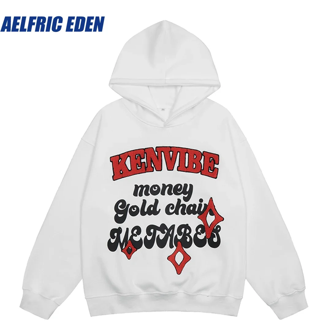 

Aelfric Eden Vintage Stars Flocked Embroidered Hoodie Men Harajuku Hip Hop Loose Cotton Streetwear Hooded Sweatshirt Pullover