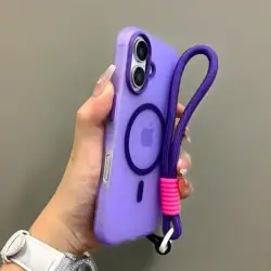 Candy Color Soft Matte Lanyard Phone Case with Hand Wrist Strap - iPhone 18 Pro Max (Dark Purple)