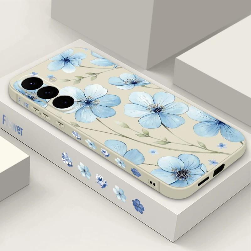 Light Blue Flower Soft TPU Phone Case Cover