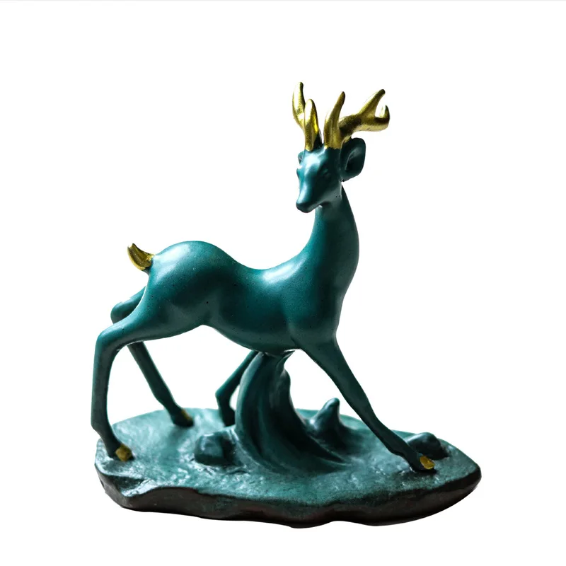One Deer Accompanying Ceramic Deer Ornaments, Chinese Creative Home Crafts, European Living Room Desktop Ornaments