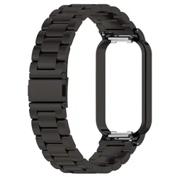 Elegant Stainless Steel Replacement Strap for Mi Band 8 Active (Black)