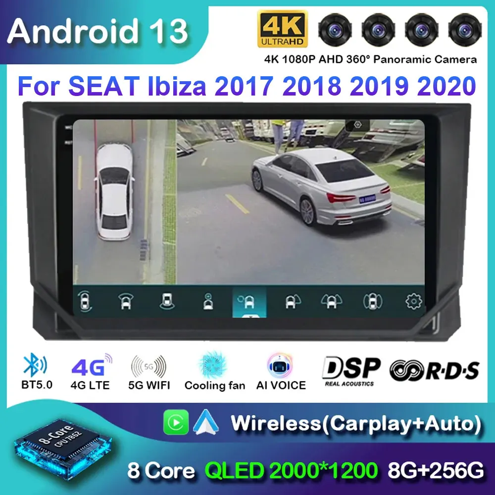 

Android 13 Carplay Car Radio For SEAT Ibiza 2017 2018 2019 2020 Navigation GPS Multimedia Player WiFi+4G Stereo Auto Video BT