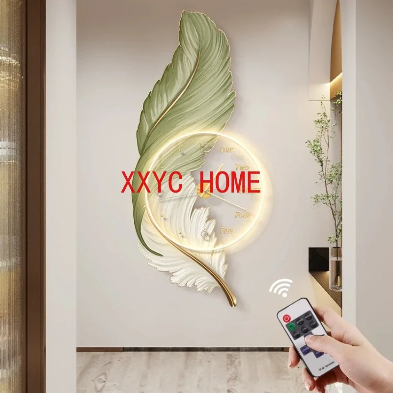

Большие настенные часы FeatherModern в современном дизайне, декор для столовой, бесшумные цифровые часы 3D