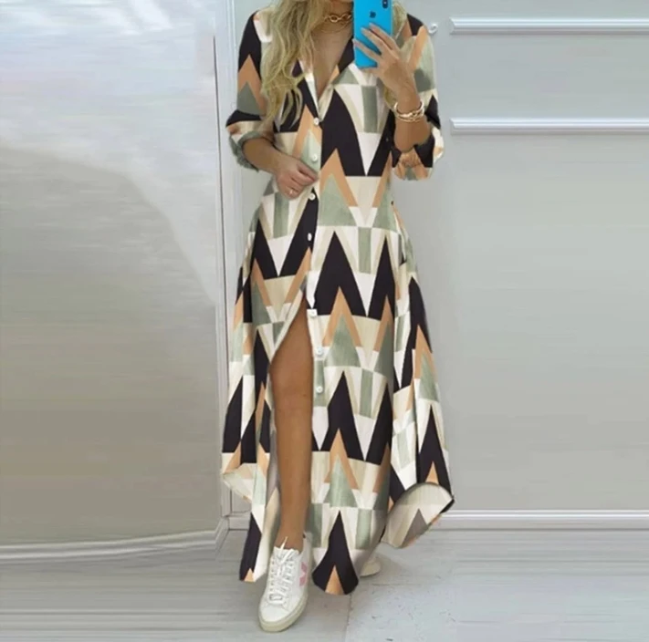 Plus Size Lady Autumn Winter Long Dress Women Long Sleeve Party Casual Dresses Elegant V Neck Vintage Dresses For Women 2024 3