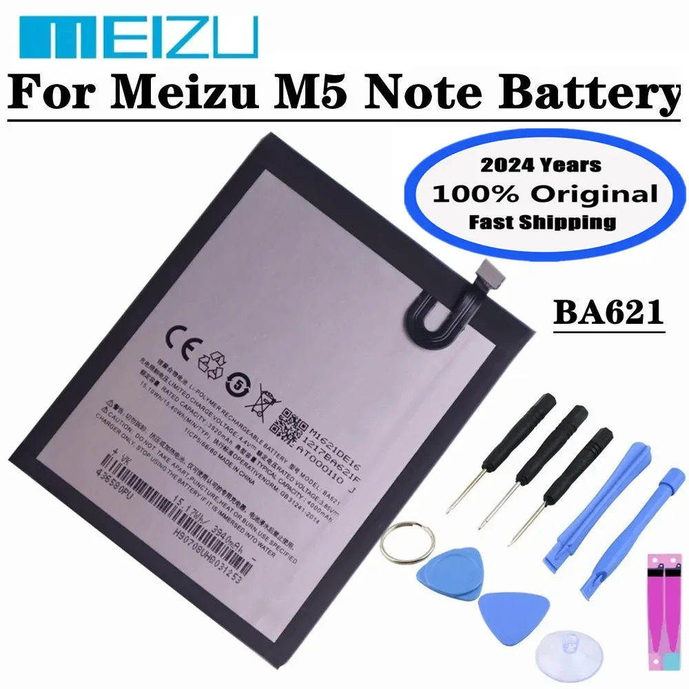 

2024 Years 100% Original Battery BA621 For Meizu M5 Note 5 Note5 M621Q M621H M621M M621N 4000Ah Phone Battery Bateria + Tools