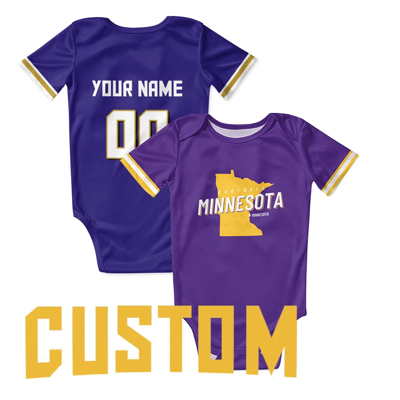 Purple Newborn Clothes American Football Fans Rugby Baby Romper Sublimation Blanks Infant Wear Playsuit Unsex Jumpsuit