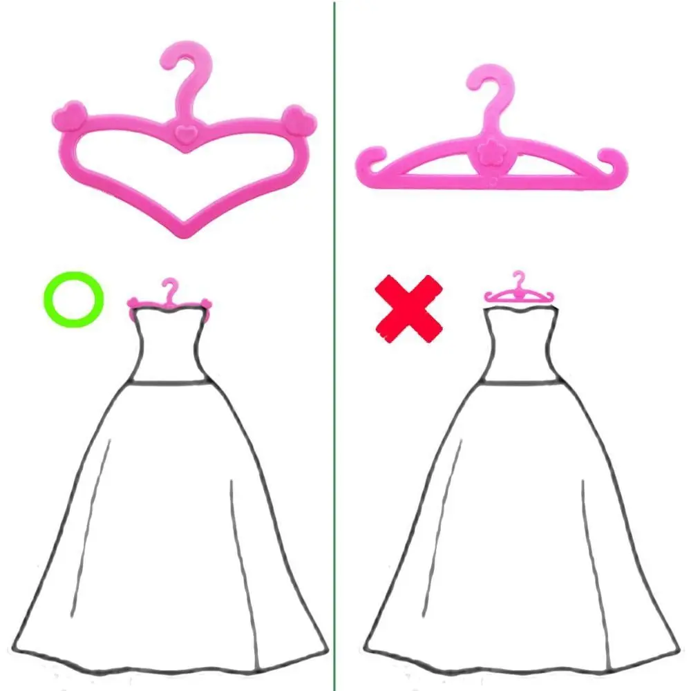 10pcs Quality Pink Color Plastic Heart Shape Hangers Dollhouse Furniture Hangers for Doll Clothes Accessories 5