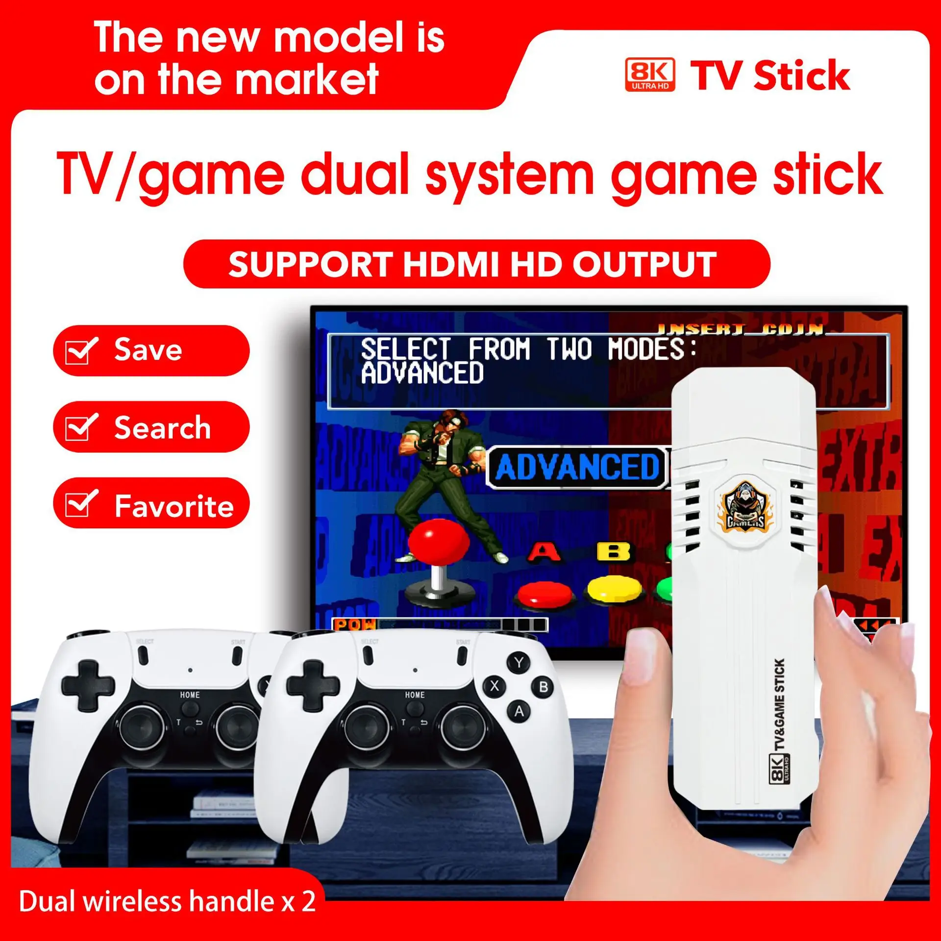 2024 Mini K8 Pro Retro 8K Hd Tv Video Classic Game Stick Dual System Wifi Android12.1 Atv 3D 40000 + Console Di Gioco Wireless 2.4G