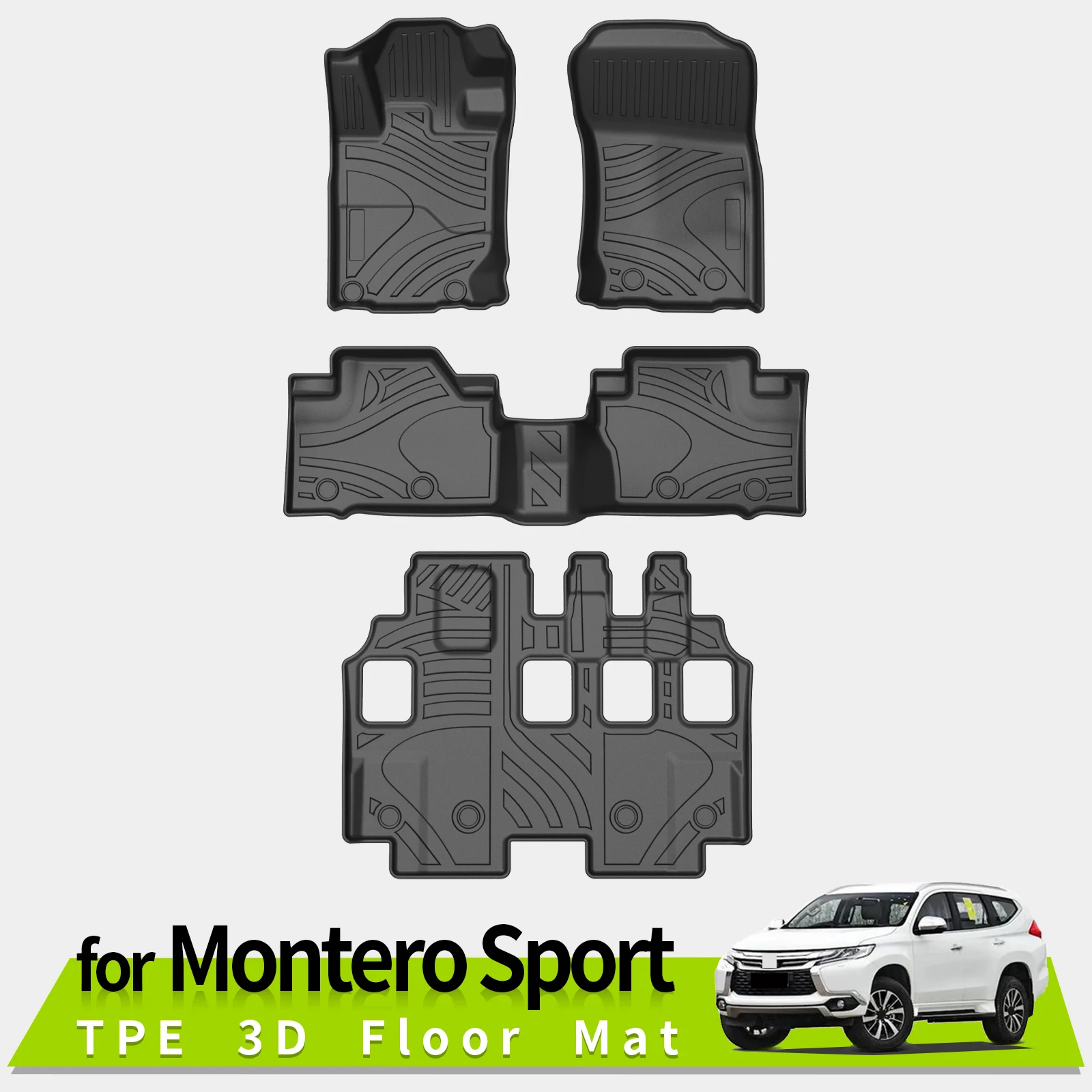 3D Floor Mats for Mitsubishi Pajero Montero Sport AntiSlip Waterproof Accessories TPE Left Hand