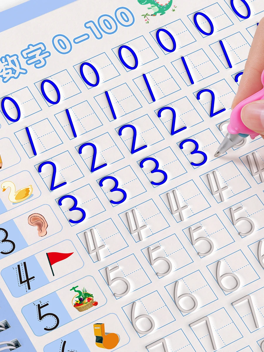 Magisches Übungsbuch für Kinder, wiederverwendbares 3D-Gekanntes Buch, spurloses Alphabet, Zahlen, Zeichnen und Mathe-Arbeitsbuch – Detail 1