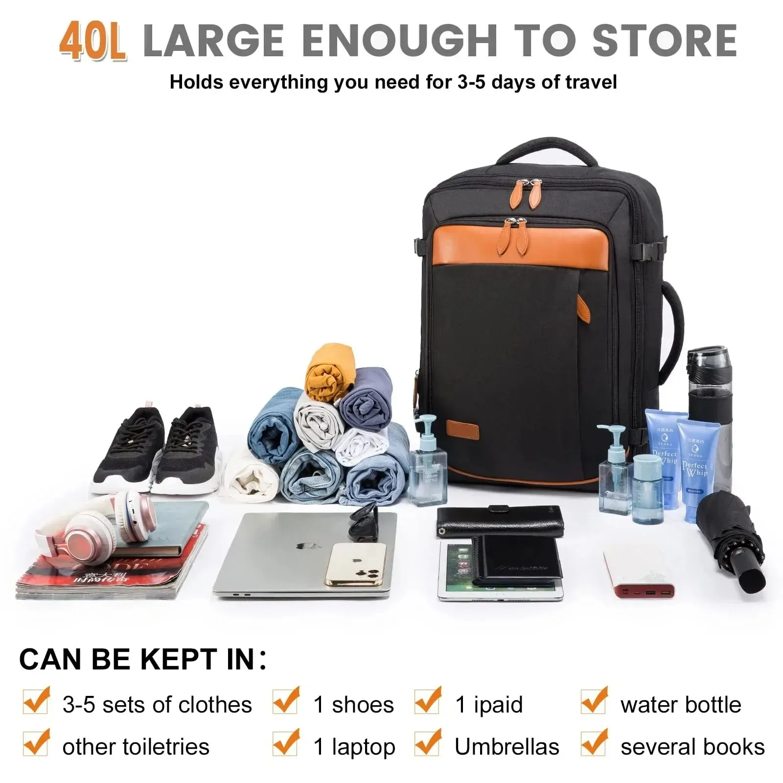 40L Expandable Laptop Backpack 5